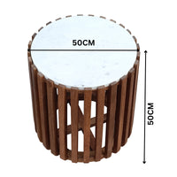Agnes 50cm Marble Lamp Table Oak White