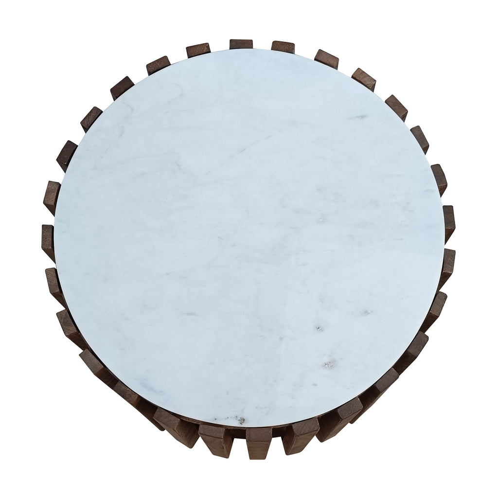 Agnes 50cm Marble Lamp Table Oak White