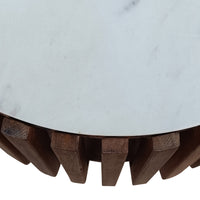 Agnes 50cm Marble Lamp Table Oak White