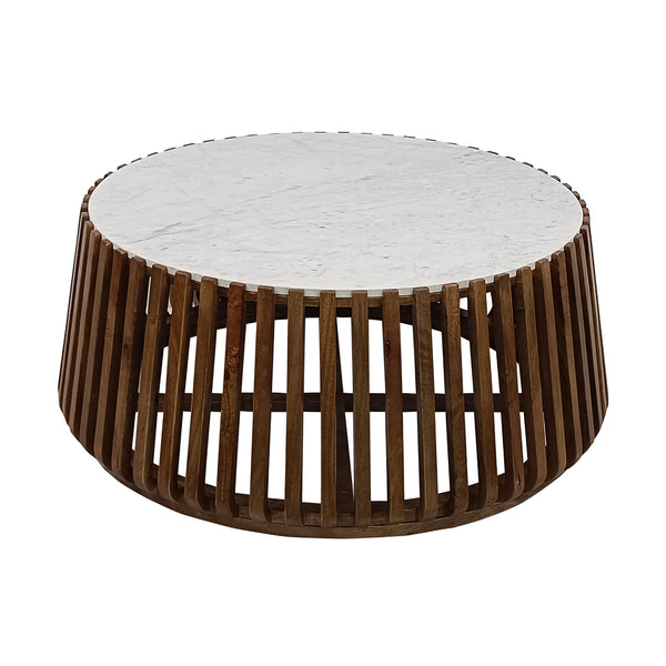 Agnes 80cm Marble Coffee Table Oak White