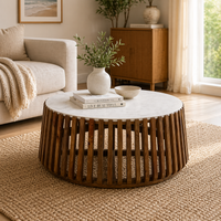 Agnes 80cm Marble Coffee Table Oak White