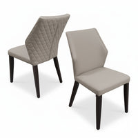 Aires 2pc Set Leather Dining Chair Dark Grey
