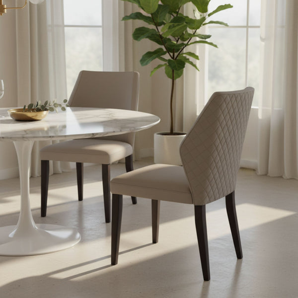 Aires 2pc Set Leather Dining Chair Dark Grey