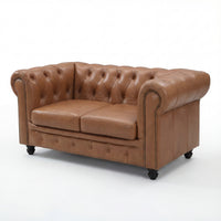 Alastair 2 Seater Sofa Lounge Genuine Leather Tan