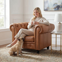 Alastair Armchair Single Seater Sofa Genuine Leather Tan