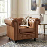 Alastair Armchair Single Seater Sofa Genuine Leather Tan