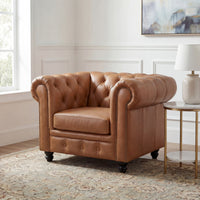 Alastair Armchair Single Seater Sofa Genuine Leather Tan