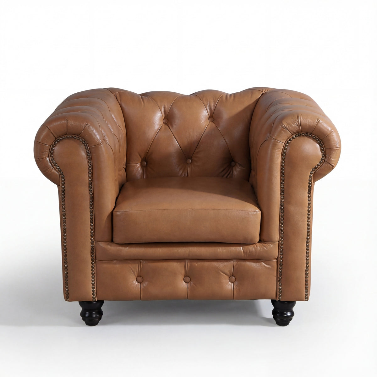 Alastair Armchair Single Seater Sofa Genuine Leather Tan
