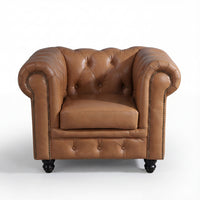 Alastair Armchair Single Seater Sofa Genuine Leather Tan