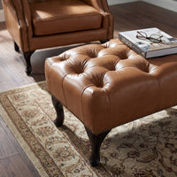 Alastair Ottoman Footstool Genuine Leather Tan