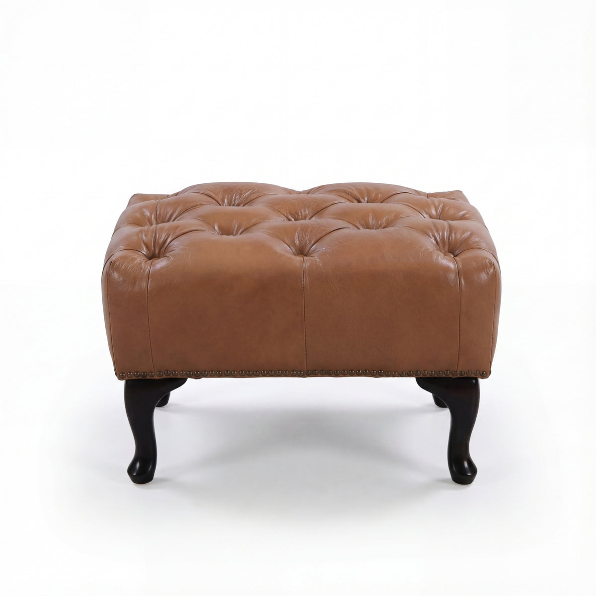 Alastair Ottoman Footstool Genuine Leather Tan