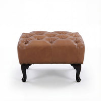 Alastair Ottoman Footstool Genuine Leather Tan