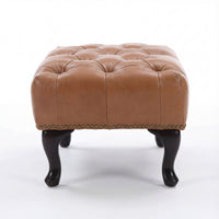 Alastair Ottoman Footstool Genuine Leather Tan