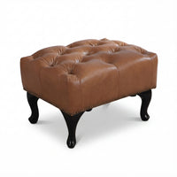 Alastair Winged Armchair Ottoman Footstool Sofa Leather Tan