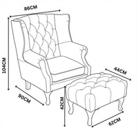 Alastair Winged Armchair Ottoman Footstool Sofa Leather Tan