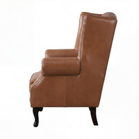 Alastair Winged Armchair Single Seater Sofa Genuine Leather Tan
