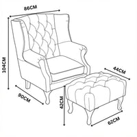 Alastair Winged Armchair Single Seater Sofa Genuine Leather Tan