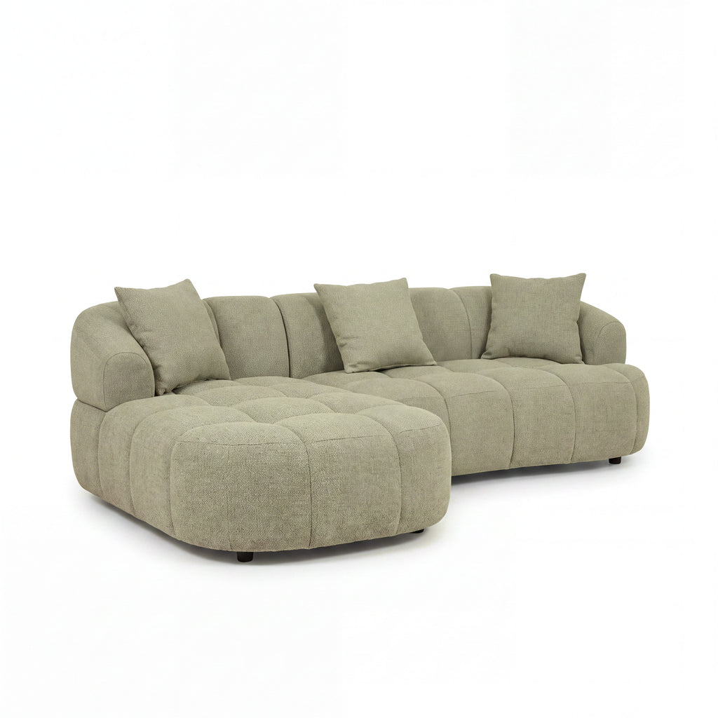 Alberto 2 Seater Sofa Lounge LHF Chaise Green