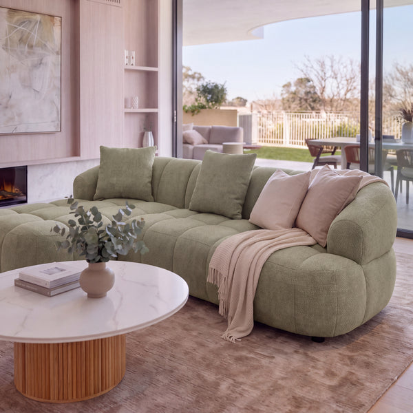 Alberto 2 Seater Sofa Lounge LHF Chaise Green