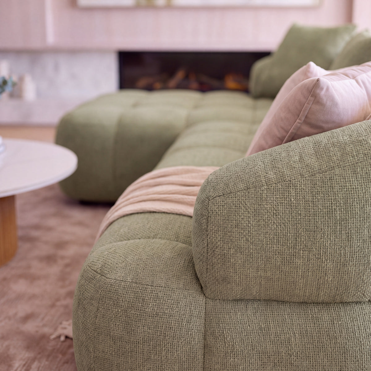 Alberto 2 Seater Sofa Lounge LHF Chaise Green