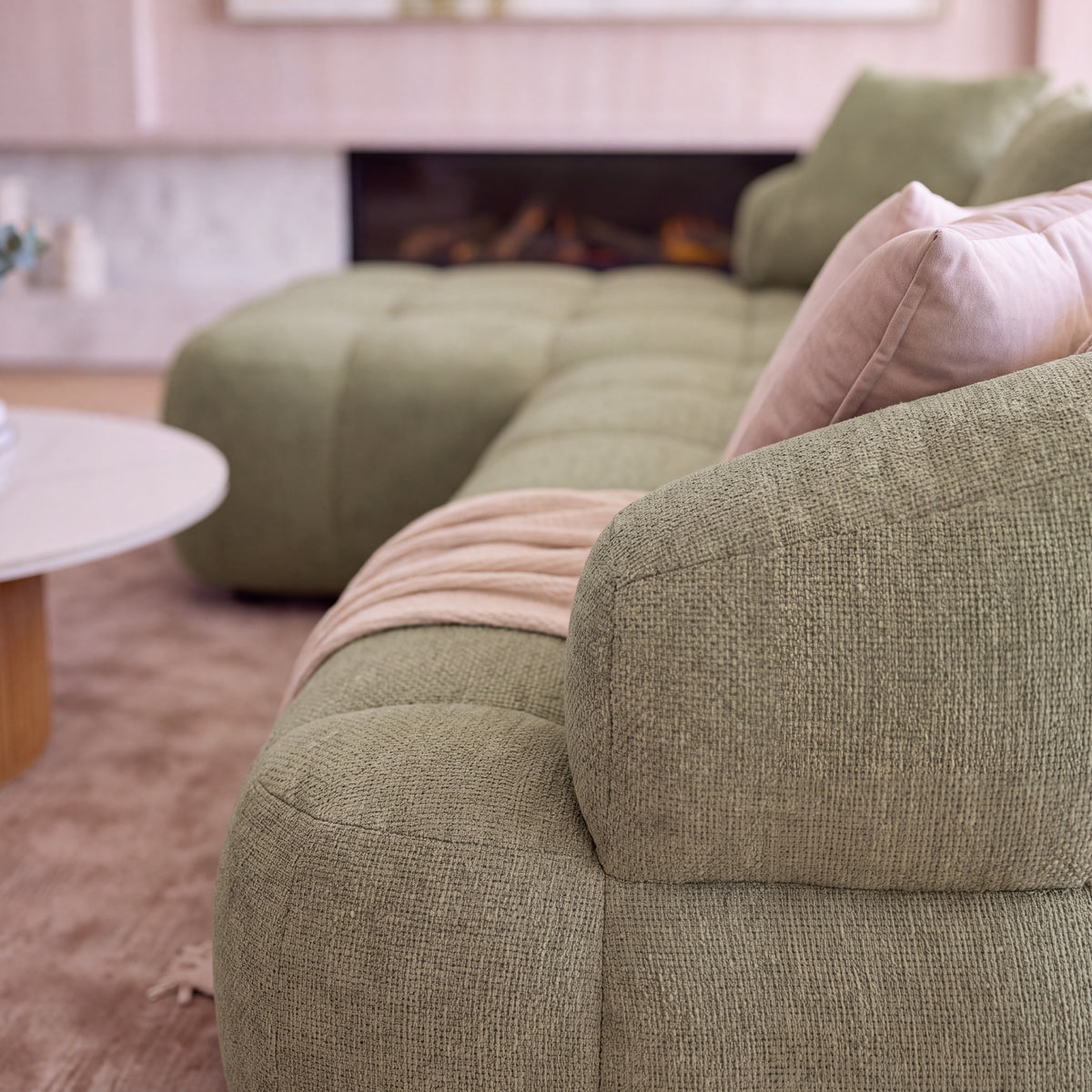 Alberto 2 Seater Sofa Lounge LHF Chaise Green