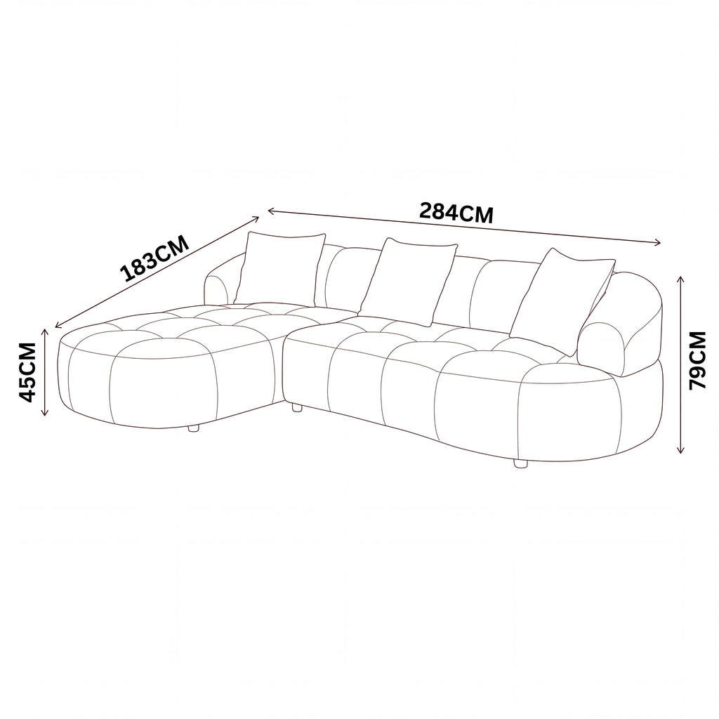 Alberto 2 Seater Sofa Lounge LHF Chaise Green