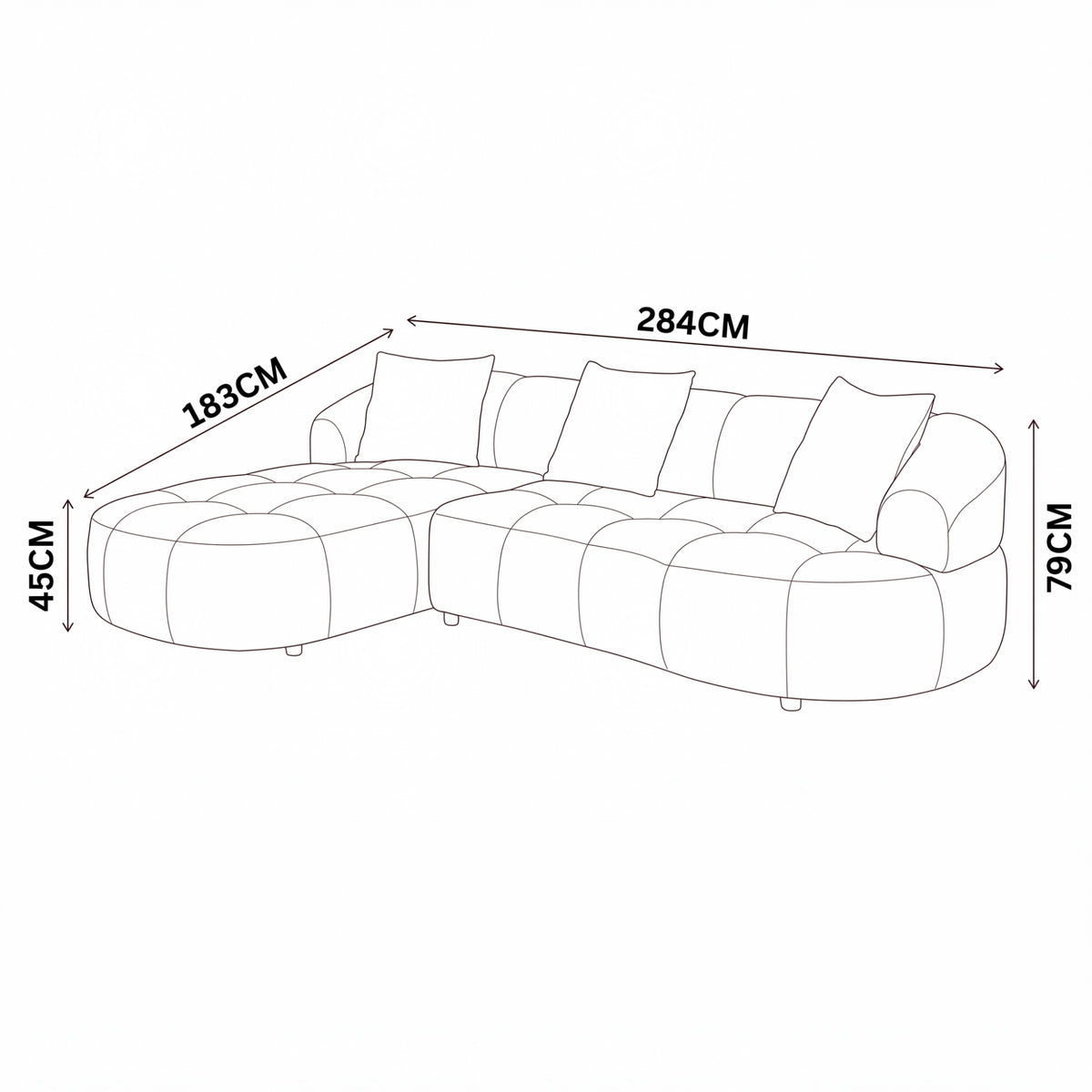 Alberto 2 Seater Sofa Lounge LHF Chaise Green