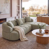 Alberto 2 Seater Sofa Lounge RHF Chaise Green