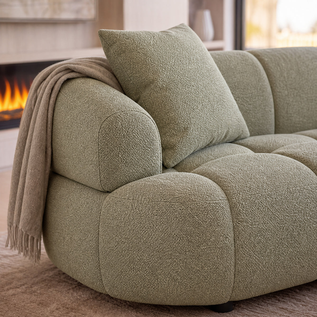 Alberto 2 Seater Sofa Lounge RHF Chaise Green