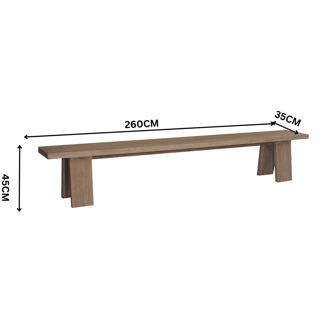 Aldan 260cm Outdoor Timber Dining Bench Seat