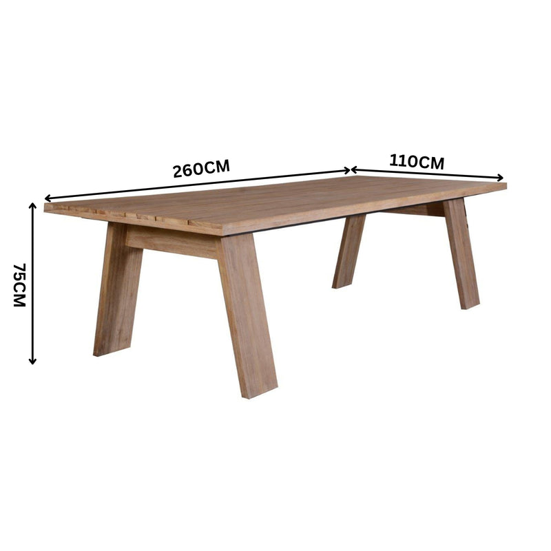 Aldan 260cm Outdoor Timber Dining Table – Divano Furniture