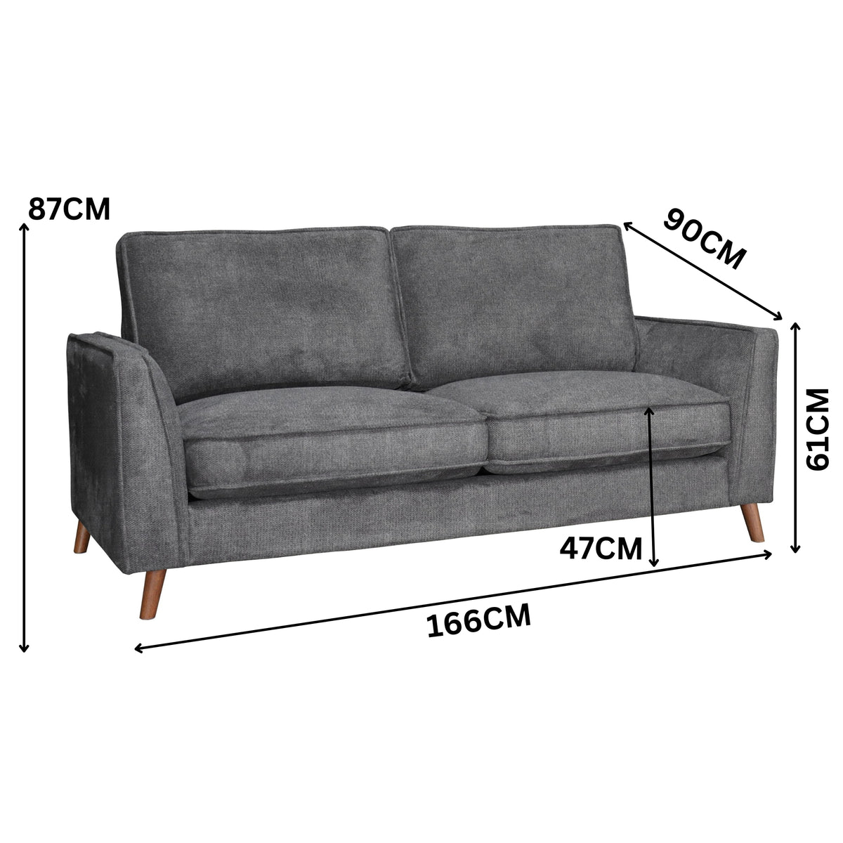Alexa 2 Seater Fabric Sofa Anthracite Dark Grey