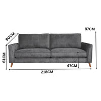 Alexa 3 + 2 Seater Set Fabric Sofa Anthracite Dark Grey