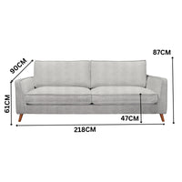 Alexa 3 + 2 Seater Set Fabric Sofa Glacier Light Grey