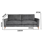 Alexa 3 Seater Fabric Sofa Anthracite Dark Grey