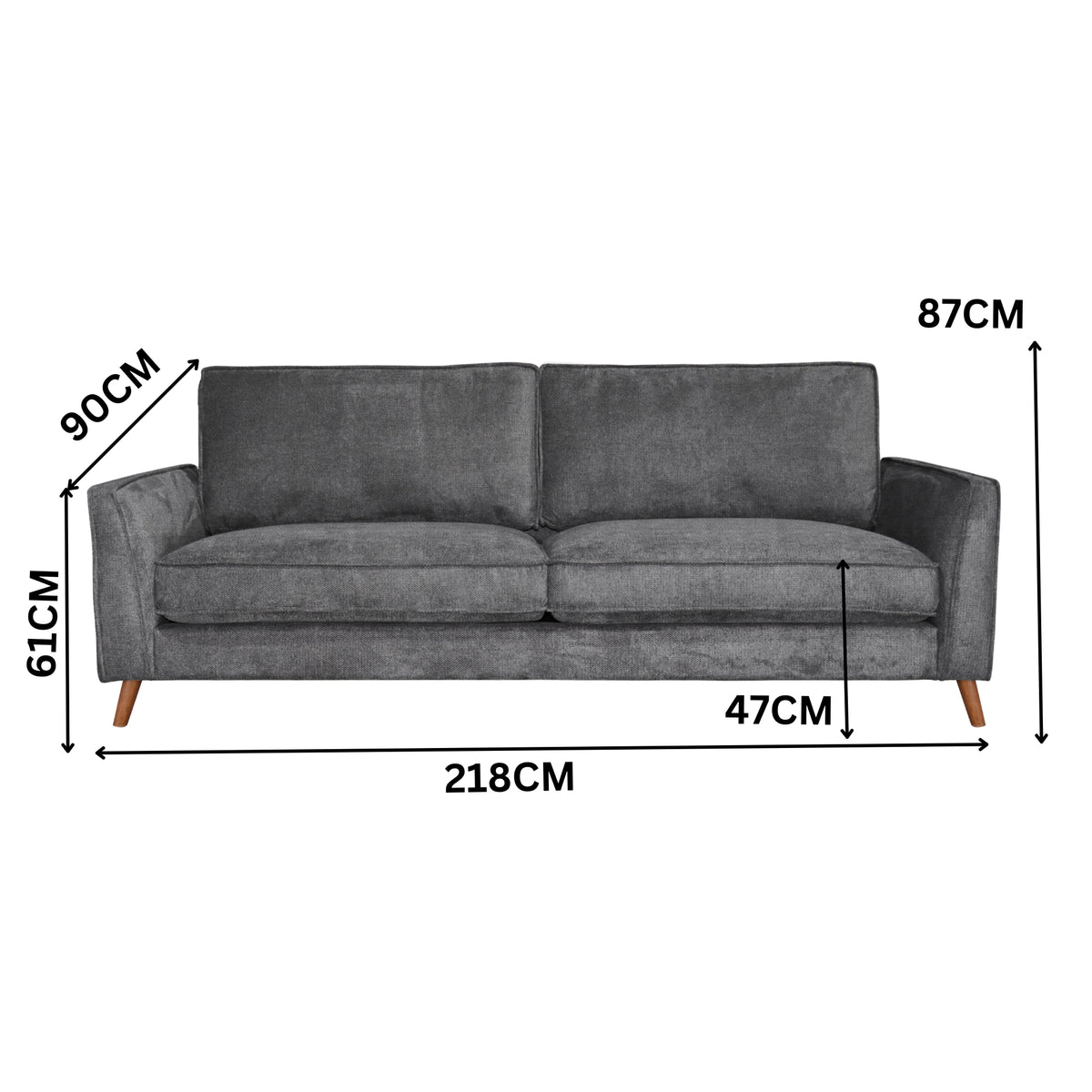 Alexa 3 Seater Fabric Sofa Anthracite Dark Grey