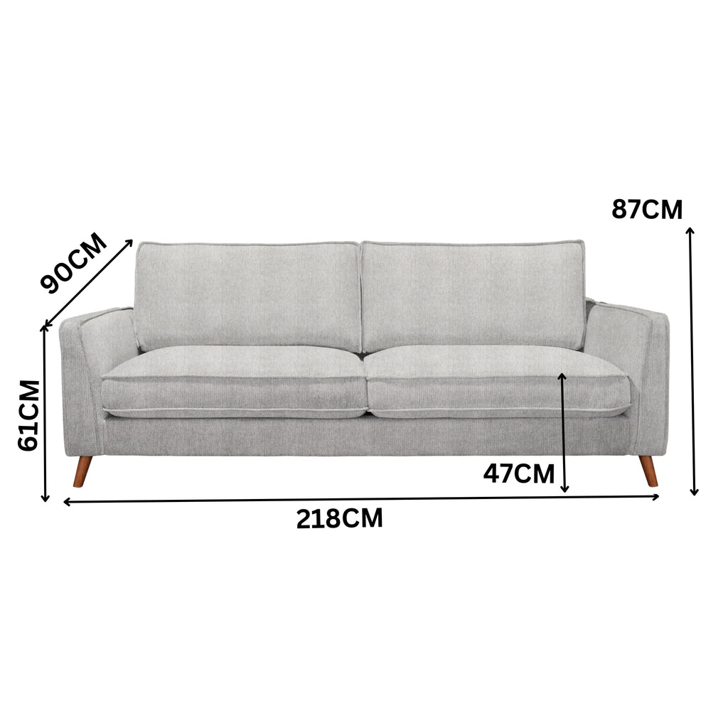 Alexa 3 Seater Fabric Sofa Glacier Light Grey