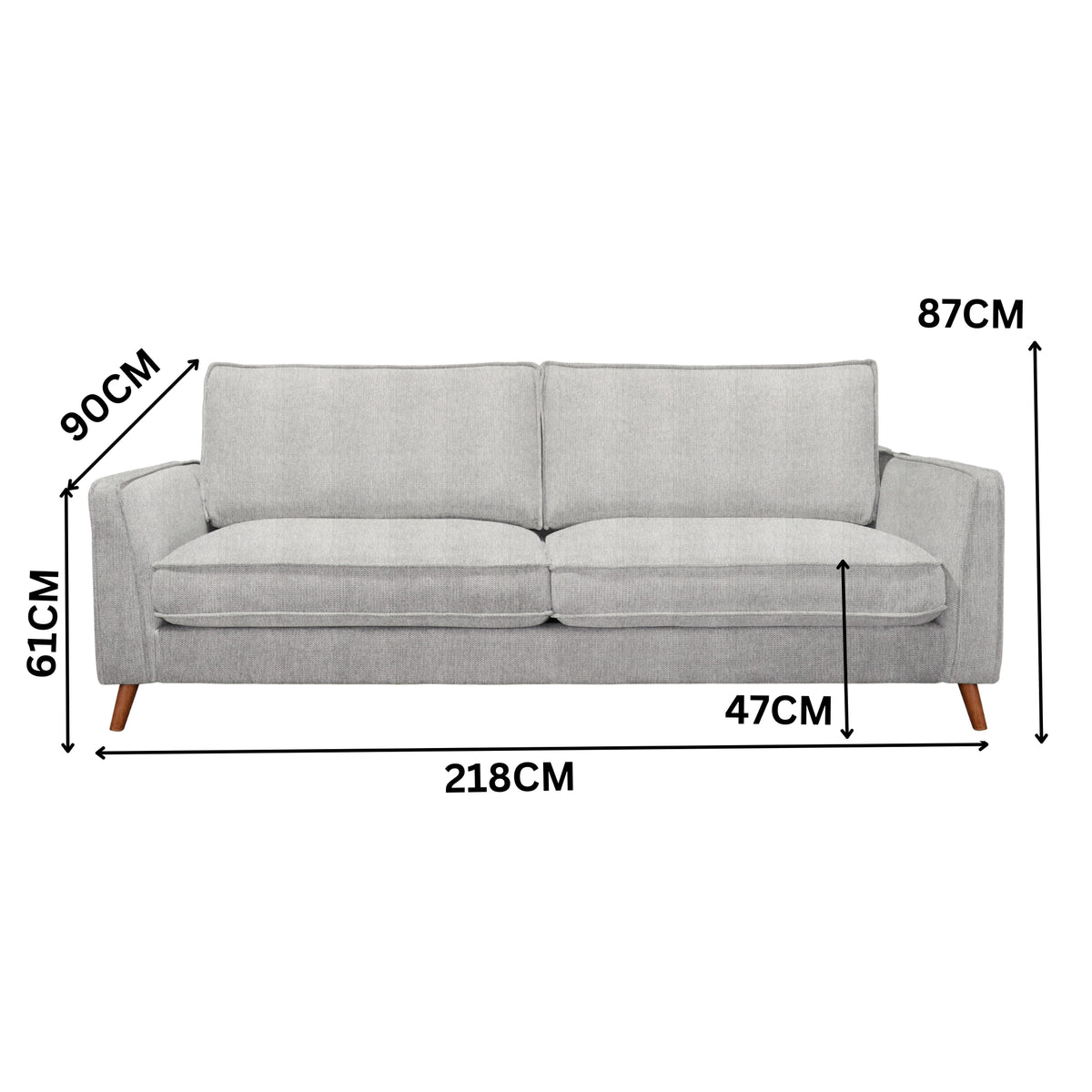 Alexa 3 Seater Fabric Sofa Glacier Light Grey
