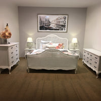 Alice 4pc Bed Frame Suite Bedside Tallboy Package White King 