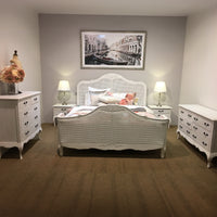 Alice 5pc Bed Frame Suite Bedside Dresser Package White Queen 