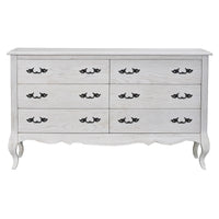 Alice Dresser Mirror 6 Chest of Drawers Tallboy Storage Cabinet Distressed White