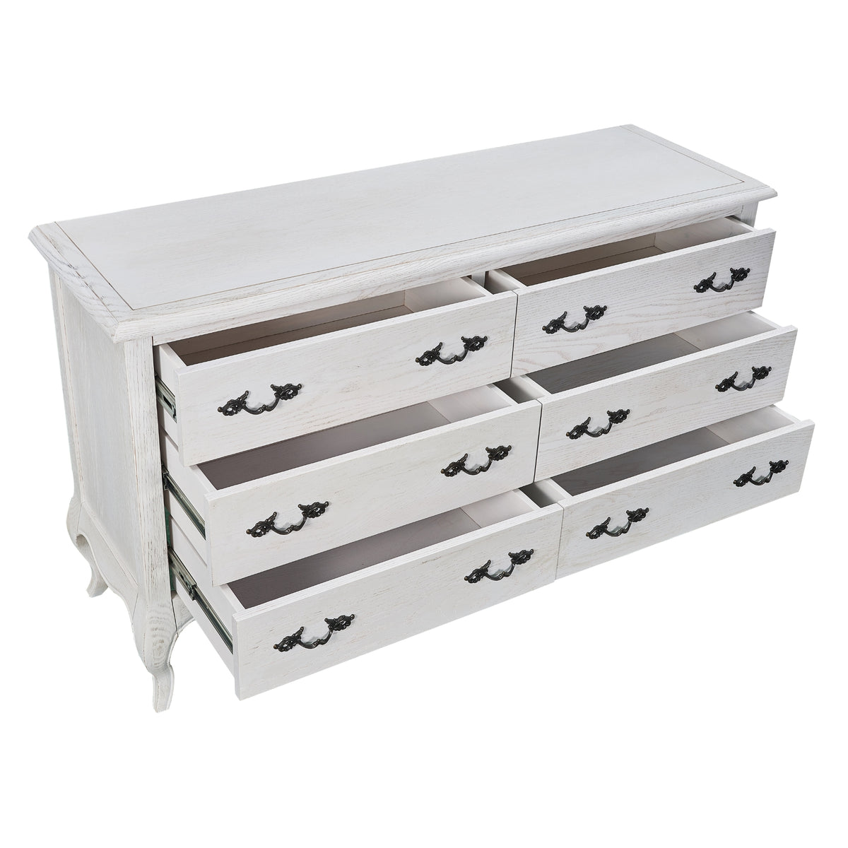 Alice Dresser Mirror 6 Chest of Drawers Tallboy Storage Cabinet Distressed White