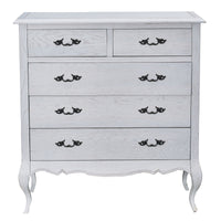 Alice Tallboy 5 Chest of Drawers Storage Cabinet Distressed White