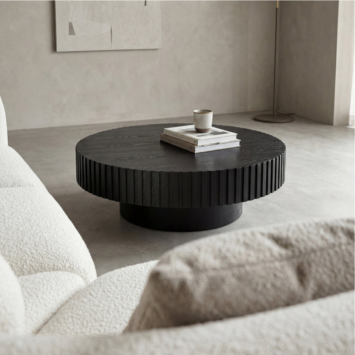 Alicia 100cm Wooden Round Coffee Table Black