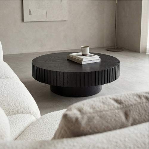 Alicia 100cm Wooden Round Coffee Table Black