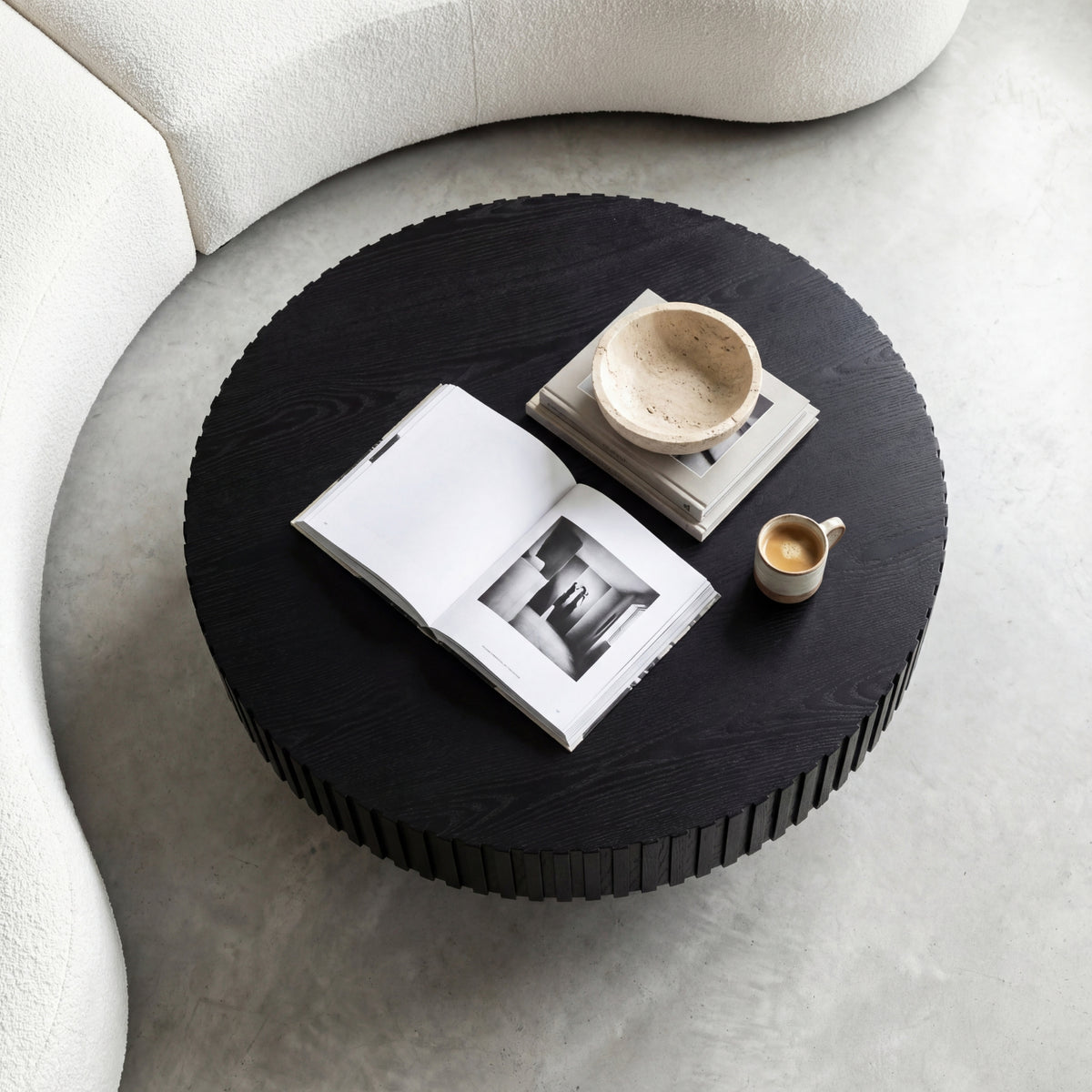 Alicia 100cm Wooden Round Coffee Table Black