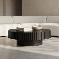 Alicia 100cm Wooden Round Coffee Table Black