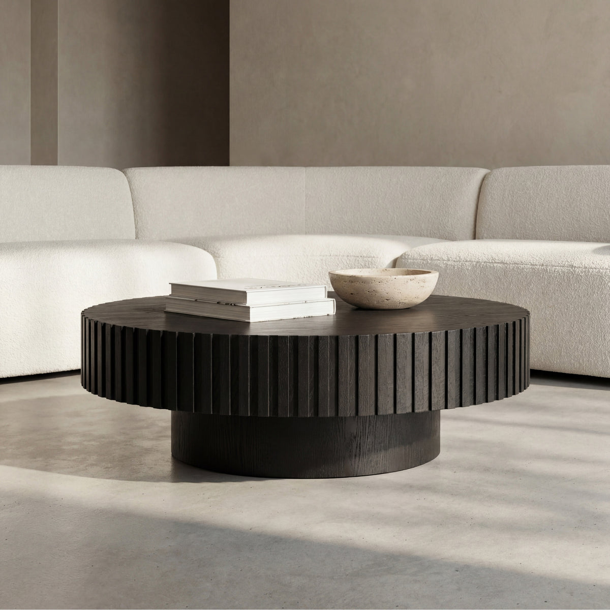 Alicia 100cm Wooden Round Coffee Table Black