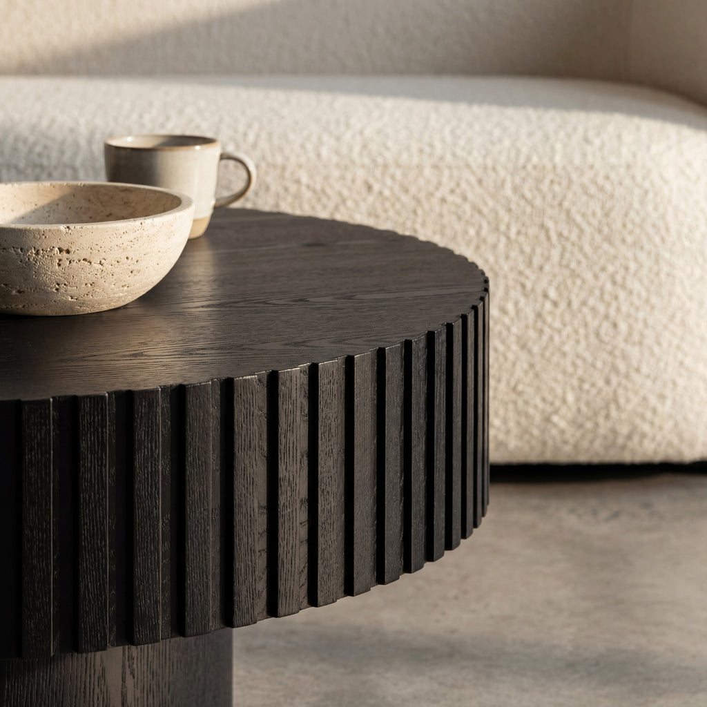 Alicia 100cm Wooden Round Coffee Table Black