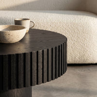 Alicia 100cm Wooden Round Coffee Table Black